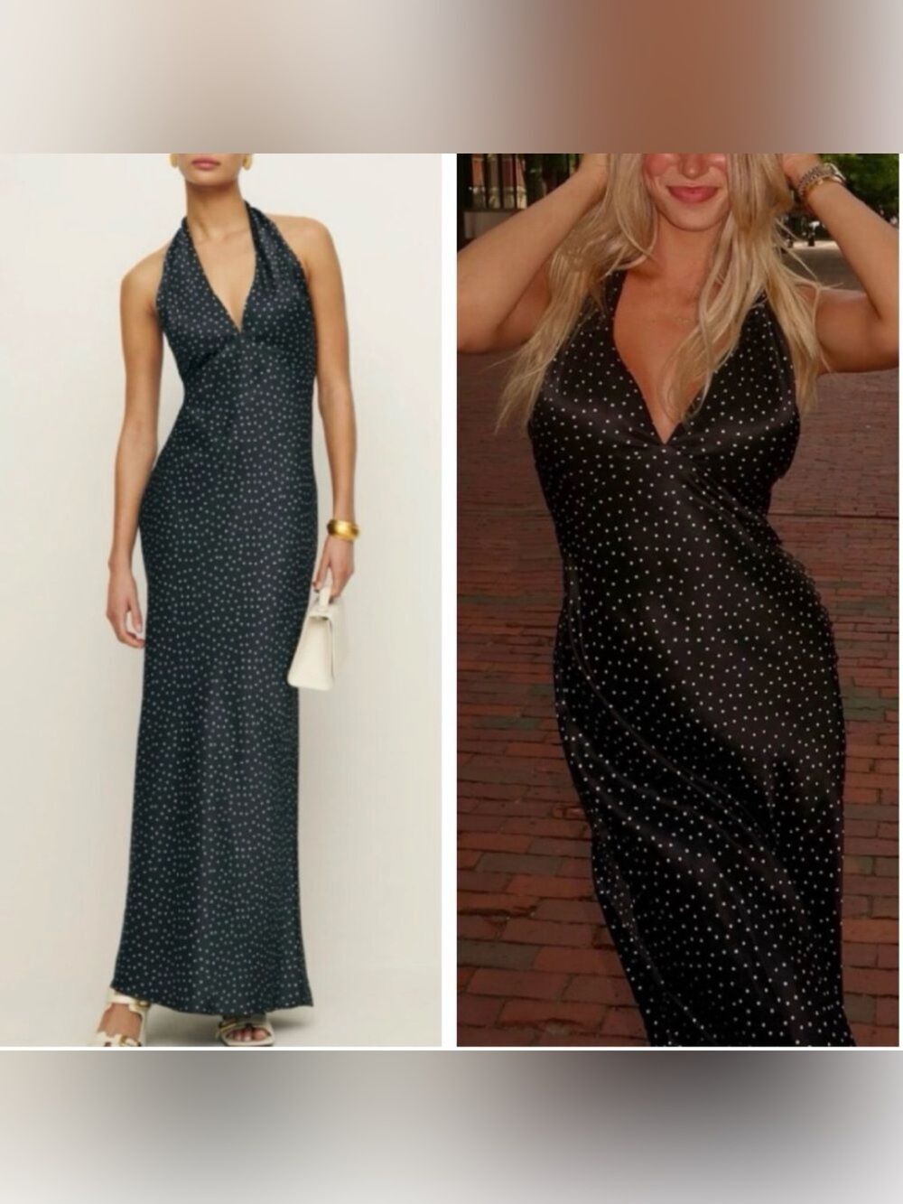 NEW Reformation Daniela Silk Selene Polka Dots Halter Maxi Sz 6